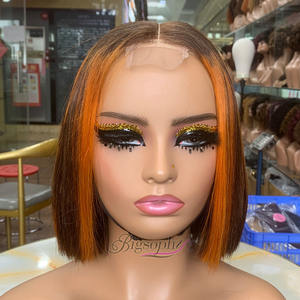 วิกผมสีบลอนด์แบบตรง 8 นิ้ว วิกผมแท้แบบมีปอยผมด้านหลัง 2x6 แบบ Kim K  วิกผมไฮไลท์สี P4/350 - Product Image 3