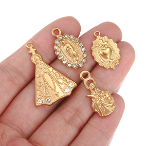 Charmes religieux catholiques, médailles miraculeuses de Notre-Dame, <span class=keywords><strong>crucifix</strong></span>, pendentifs de la Vierge Marie avec strass pour femmes, cadeau, fabrication de bijoux - Product Image 3
