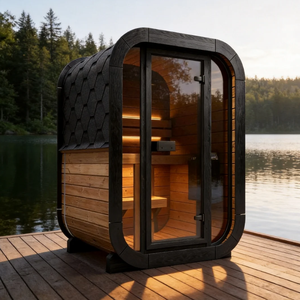 Cabina de Sauna de Vapor de Madera de Lujo para Exteriores, Acabado Negro, Sauna Doméstica para el Jardín, para Recuperación Física y Relajación - Product Image 1