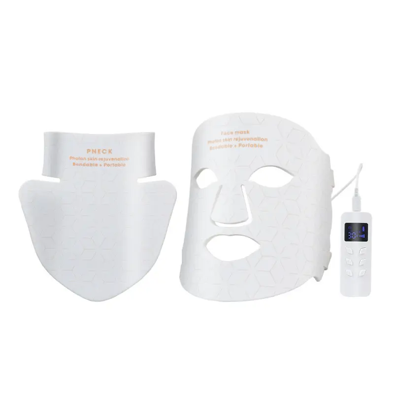 Masques faciaux de thérapie led personnalisés masque de thérapie par la lumière rouge infrarouge en silicone flexible pour le visage et le cou