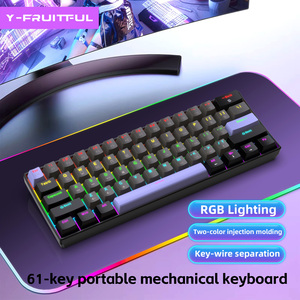 Venta al por mayor en stock ergonómico con cable 61 teclas retroiluminación Led Tpye-C 60 por ciento 60% ordenador Mini Teclado mecánico para juegos - Product Image 4