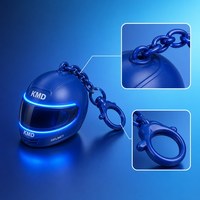 Porte-clés de casque de moto en plastique LED créatif et durable, mini lampe torche lumineuse, directement de l'usine