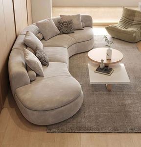 Canapé sectionnel moderne italien en bois massif et tissu pour hôtel, villa, atelier - Style crème, mobilier de salon de luxe léger - Product Image 5