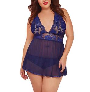 Lencería sexy de talla grande para mujer, camisón con tirantes y abertura, estilo de tentación pura y seductora - Product Image 2