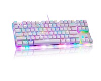 Motospeed K87S RGB Keyboard mekanikal, Keyboard Gaming dengan kabel 87 tombol merah, keypad Laser RU untuk komputer PC Gamer