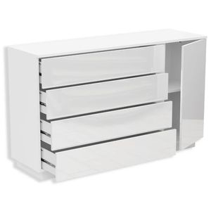 Muebles para el Hogar Modernos y Económicos al por Mayor, <span class=keywords><strong>Cómoda</strong></span> de Madera <span class=keywords><strong>Blanca</strong></span> con 4 Cajones y Puerta con Bisagras - Product Image 5