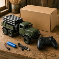 Camion RC Utilitaire Classique 6x6 3 Canaux 2.4GHz Tout-Terrain Style Vintage ABS+Métal 20 Min Suivez-moi Chargeur Inclus Cadeau pour Passionnés
