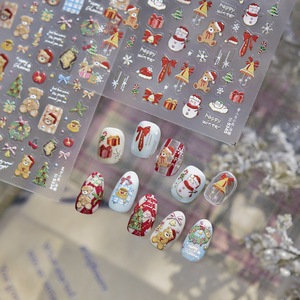 TSZS 2025 Christmas Bear Bell Nail Art Sticker autoadhesivo lindo <span class=keywords><strong>Navidad</strong></span> corona arco Nail Art calcomanías encantos para <span class=keywords><strong>uñas</strong></span> - Product Image 2