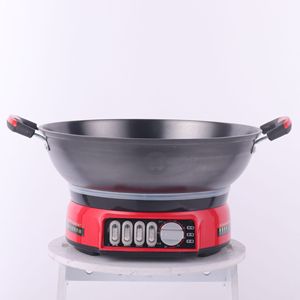 Stainless Steel <b>Electric</b> Hot Pot 32-40 Cm With <b>Steamer</b> And Frying Function Knob Control Red Color - Product Image 4