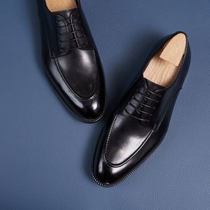 Chaussures Derby Formelles Britanniques pour Hommes, Bout Carré, Lacets, Faites à la Main, Élégantes, Polyvalentes, Légères, Antidérapantes, Respirantes, Idéales pour le Bureau et la Carrière - Product Image 3