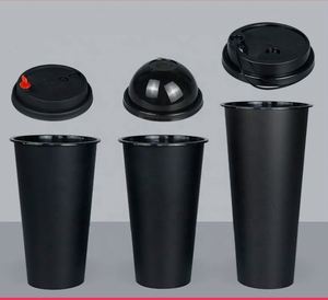 Gobelet en plastique rigide PP noir jetable de 520/700 ml avec couvercles, 90 mm, personnalisé, pour thé au lait Boba et jus – Vente chaude - Product Image 3