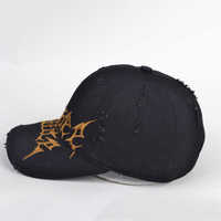 Casquette de baseball unisexe en coton style streetwear avec patch tissé brodé personnalisé à motif troué vintage