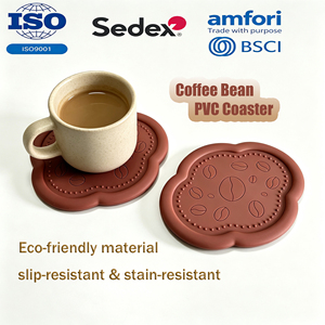 Sous-verre en PVC motif grain de café, antidérapant, résistant aux taches, pour tasses et tables, usage domestique et café - Product Image 1