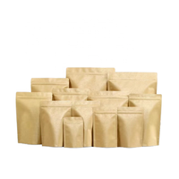 Sac en papier kraft brun nature emballage de poudre de thé à café doublé de papier d'aluminium pochettes debout en papier kraft uni refermable