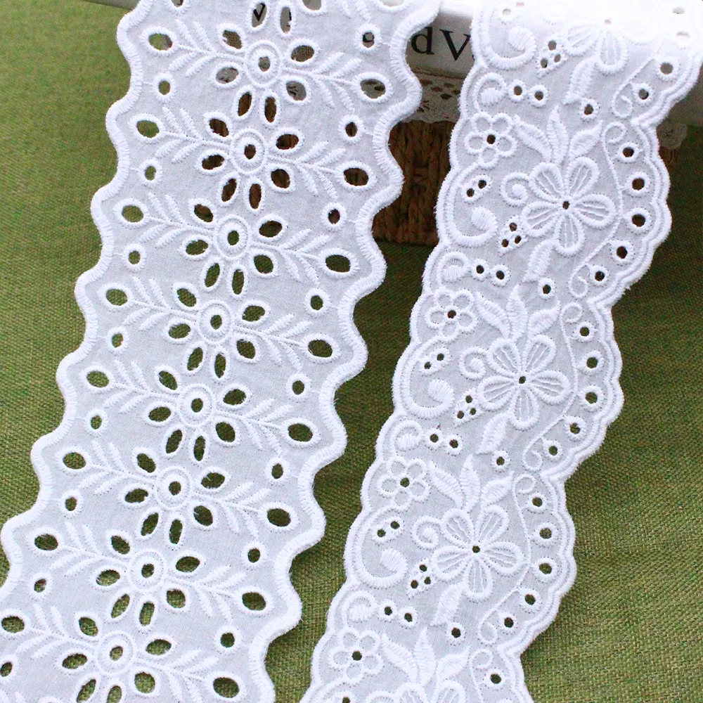 High quality white cotton trim tejidos a crochet decor lace cotton embroidery fabric for women dress