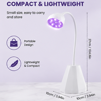 Lampe à ongles UV LED mini rechargeable portable 7W, lampe tactile pour manucure avec tête en silicone, sécheuse à vernis à ongles UV pour usage domestique