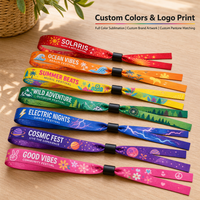 Bracelet en tissu polyester doux personnalisé, bracelet en tissu tissé avec impression par sublimation pour festival de musique, soirée