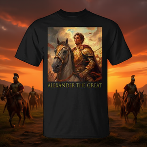 Camiseta Alexander The Great con diseño de guerrero histórico, camiseta negra para hombre - Product Image 3
