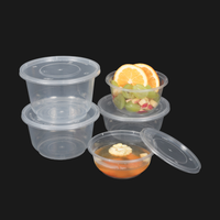 Bol à soupe en plastique avec couvercle, transparent, de qualité alimentaire, jetable, camping, blanc, rond