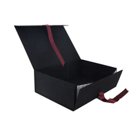 Boîte à chapeaux magnétique pliable avec ruban nœud papillon, chemisier de luxe Extra Large pour cadeau, noir, 50 pièces