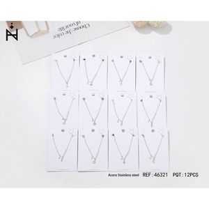 Ensemble de colliers en acier inoxydable Z Acero avec perles, 12 pièces, pendentif plaqué argent, chaîne, bijoux pour femmes, style minimaliste - Product Image 3