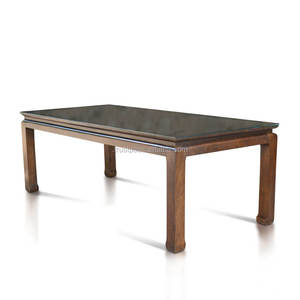 Japanese <b>solid</b> teak <b>wood</b> <b>table</b>, featuring Chinese design, adjustable height, tempered glass top timeless antique elegance - Product Image 2