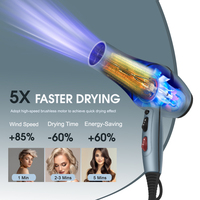 Sèche-cheveux professionnel à moteur AC très vendu avec concentrateur/diffuseur/lumière bleue ionique