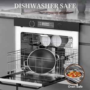 <span class=keywords><strong>Wok</strong></span> Grande Antiadherente de Acero Inoxidable 316 de Triple Capa, Fondo Plano, Doble Cara con Diseño de Panal de Abeja, para Cocina de Gas e Inducción - Product Image 5