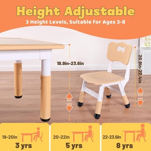 SINKIPA Juego de Mesa y 2 Sillas de Plástico Modernas para Niños de 3 a 8 Años, Altura Ajustable, Fácil de Limpiar, Muebles Escolares para Aulas/Guarderías/Hogares - Product Image 4