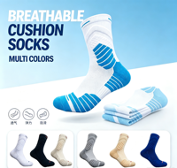 Chaussettes de sport épaisses et rembourrées en coton peigné respirant, absorbant les chocs, pour les sports de plein air