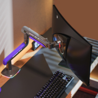 Support d'ordinateur OMNI de qualité supérieure en alliage d'aluminium, solution de gestion des câbles Plug Play réglable et soignée pour le bureau moderne