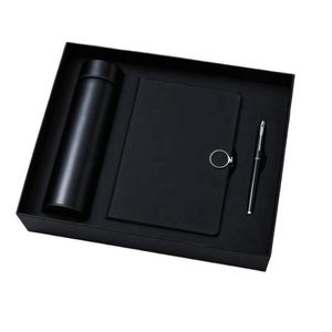 Ensemble cadeau de luxe promotionnel en gros : Bouteille d'eau, carnet et agenda A5 en cuir PU noir avec boîte pour bureau et entreprise - Product Image 4