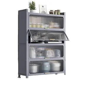 Modern Metal Cupboard Organizer with Kitchenware Storage Oven Shelf Multipurpose Display Rack for Living Room