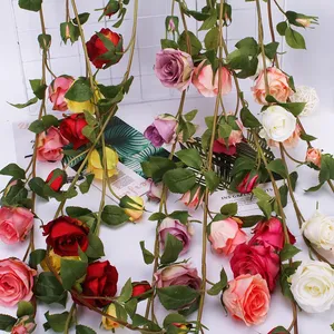 <span class=keywords><strong>Guirlande</strong></span> de roses artificielles à tige robuste avec feuilles vertes, <span class=keywords><strong>guirlande</strong></span> murale pour la maison et les mariages - Product Image 2