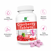 Comprimés de canneberge naturelle pour femmes, soutien des voies urinaires, antioxydant, supplément de vitamine C, 60 unités, marque privée OEM