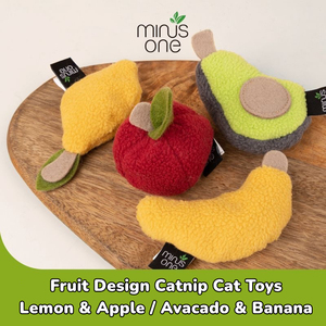 Jouet pour chat Minusone Fruit Design en forme de citron, pomme, avocat, banane, raisin, cerise, champignon, pour soulager l'anxiété des oiseaux, rembourré de catnip - Product Image 1