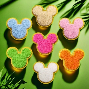 Gold Edge Heart Lighting Smile Face arcobaleno Glitter ciniglia ricamato toppe ferro per borsa abbigliamento - Product Image 1