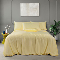 Parure de lit unie en lyocell d'eucalyptus de Guangzhou, drap de lit et housse de couette en soie personnalisée