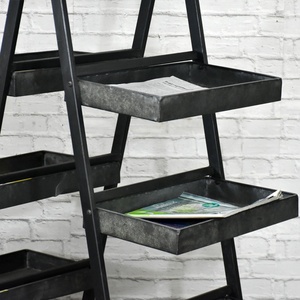 Vintage Industrial Antique Metal Flower Stand Galvanized Ladder Design <strong>Garden</strong> Folded Flower <strong>Shelving</strong> With Blackboard for Plants - Product Image 2