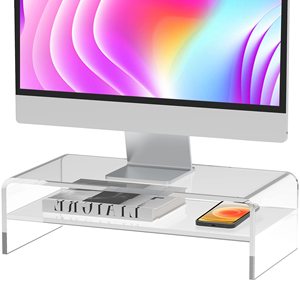Wholesale Customized <b>Acrylic</b> <b>Monitor</b> <b>Stand</b> Riser 2-Tier Clear <b>Stand</b> Riser For Computer - Product Image 1