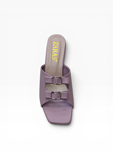 Zapatillas de tacón bajo para mujer al por mayor, con doble hebilla y punta abierta, para fiesta, fabricante de calzado de moda OEM - Product Image 2