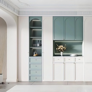 Gabinete de comedor de madera maciza integrado contra la pared, gabinete de vino de sala de estar simple moderno, gabinete de comedor de almacenamiento, - Product Image 1