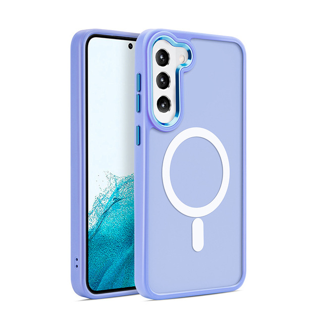 2026 New Arrival Matt Magnetic Phone Case Shockproof Skin Friendly Cover Metal Camera Ring for S23 Ultra Case