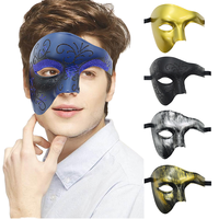 Masque de mascarade pour homme, demi-visage, classique, Halloween, en plastique écologique et respirant, style guerrier romain italien et grec ancien