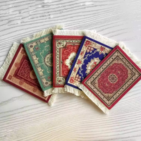 Sous-verre personnalisé en tissu de conception arabe orientale style persan vintage avec pompon sous-verre pour tasse à café mini tapis sous-verre pour tasse vente en gros