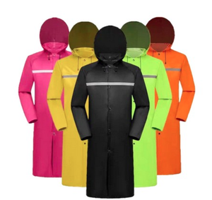 معطف واق من المطر طويل بغطاء للرأس مع شعار مخصص، عالي الوضوح وعاكس للضوء ومقاوم للماء، مناسب لأعمال البناء والفعاليات الجماعية - Product Image 2