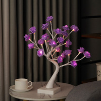 Lampe LED en forme de rose artificielle en forme de bouleau, en plastique, durée de vie de 50 000 heures, pour les fêtes, Noël, salon, décoration