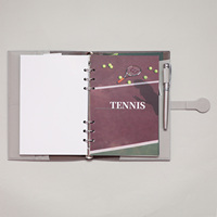 Carnet à anneaux A5 en cuir PU, planificateur avec poches et boucle pour stylo