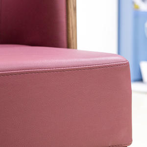 プラムPUレザーブース座席ダイニングベンチソファウッドフレームとラタンバックレストランカフェ用商業家具 - Product Image 2