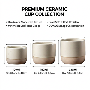 Juego de Tazas de Café de Cerámica con Logotipo Personalizado Kingze, 100 ml, 180 ml, 230 ml, Juego de Tazas de Espresso y Capuchino con Platillo para Cafetería y Restaurante - Product Image 3